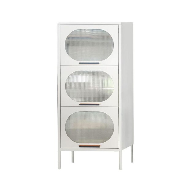 Vista 3 Tier Side Table Cabinet Storage Organizer Shelves Steel Kitchen Cupboard Sideboard Shelf