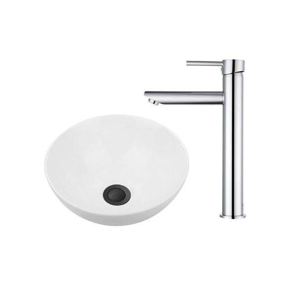 ACA 280mm Bathroom Basin With Bathroom Tap Set Above Counter White Hand Wash Bowl Chrome