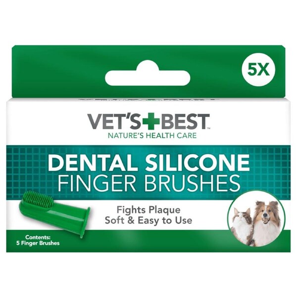VET'S BEST Dental Silicone Finger Toothbrushes For Dogs and Cats (5pcs)