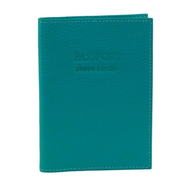 Pierre Cardin Slim Leather Passport Wallet Holder RFID Case Cover - Turquoise