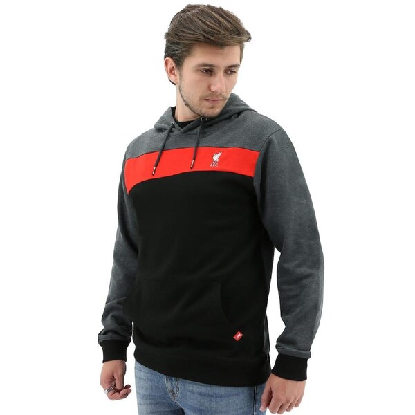 Liverpool FC Mens Hoodie Jumper Winter Warm Soccer Football LFC - Black/Red/Grey M