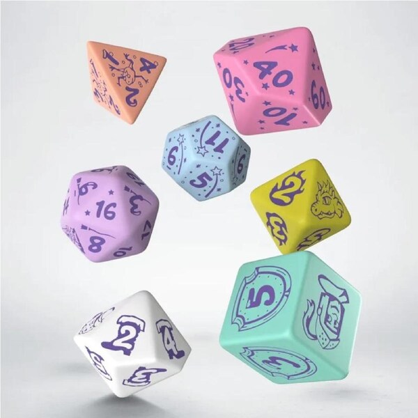 Set De 7 Dados Galácticos – Navy & Yellow Dice Set De Q Workshop – Accesorios Para Juegos De Mesa Y Rol – Diseño Espacial Con Estilo Único