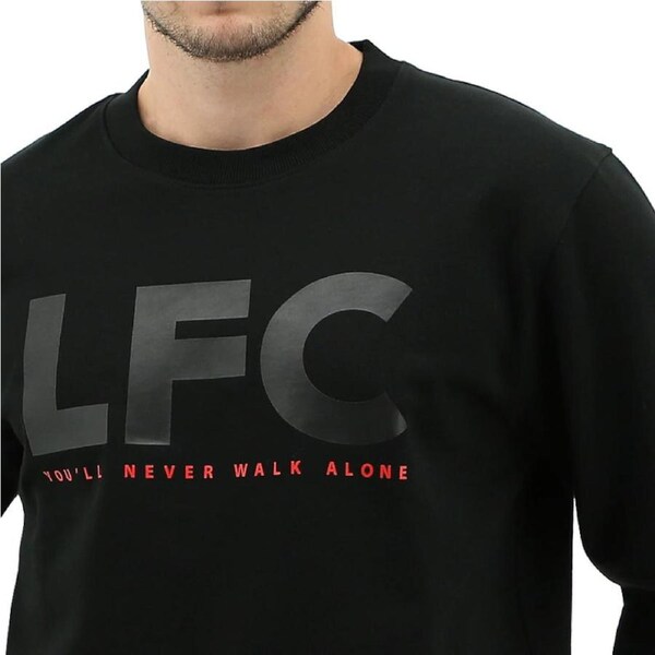 Liverpool FC Mens Crew Jumper Sweatshirt Winter Warm Soccer Football LFC - Black 2XL