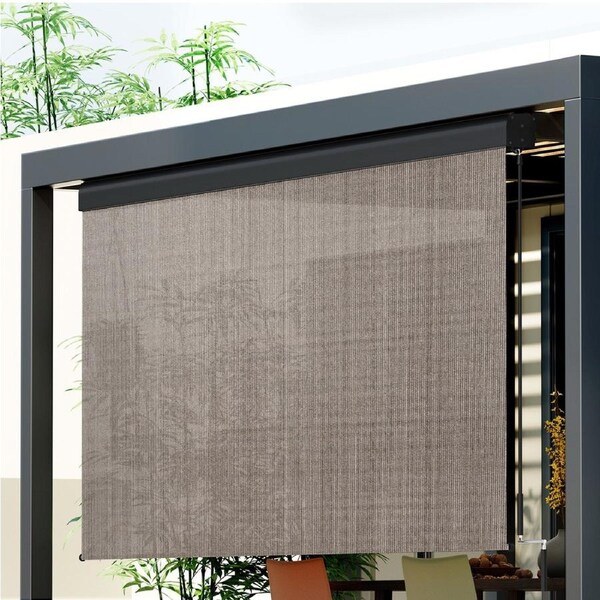 InstaHut Outdoor Blinds Light Filtering Roll Down Awning Shade 3X2.5M Brown