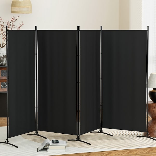 4 Panel Artiss Room Divider Screen 345x180cm Fabric Black