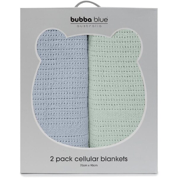 Bubba Blue Nordic Cellular Blankets 2 Pack - Sky/Avocado