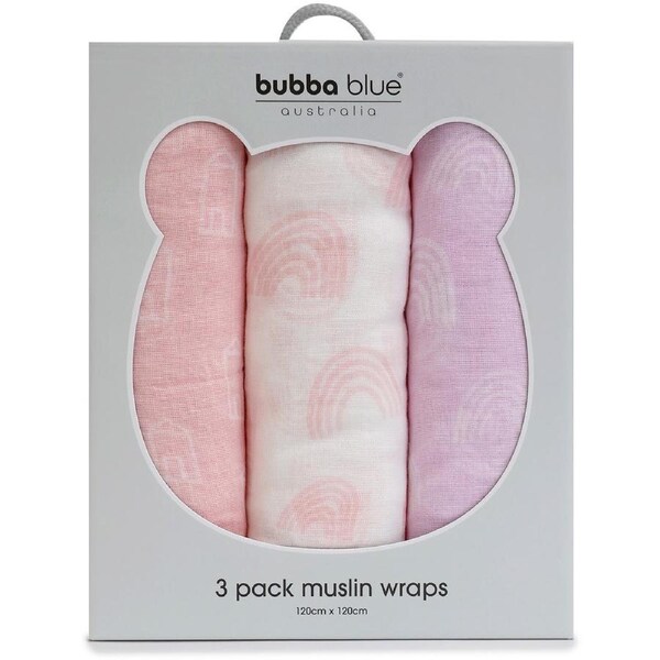 Bubba Blue Nordic Muslin Wraps 3 Pack - Rose/Lilac