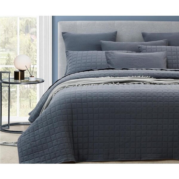 7 Piece Vintage Stone Wash Comforter/Bedspread/Coverlet Set King / Charcoal
