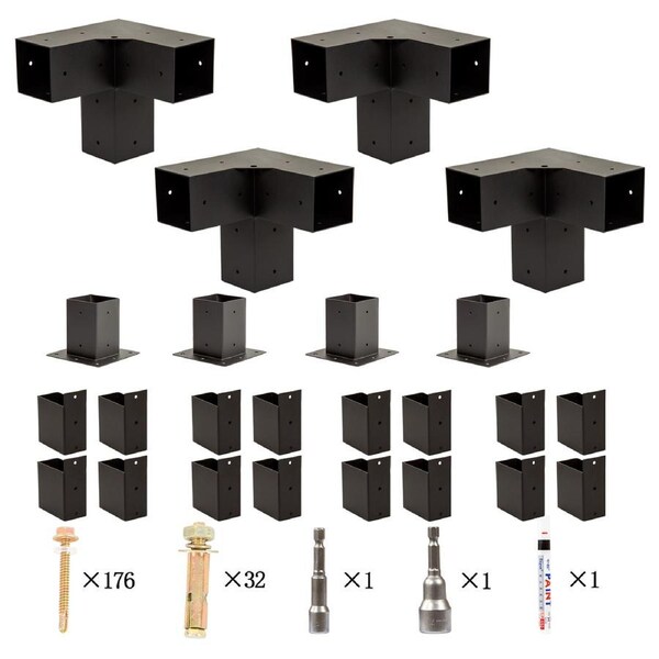 Roof Pergola Gazebo Shed Matte Black Steel Brackets DIY Kits