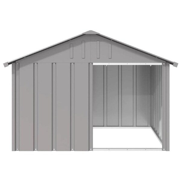 Dog House Galvanised Steel Outdoor Pet Shelter Kennel Animal Home Grey