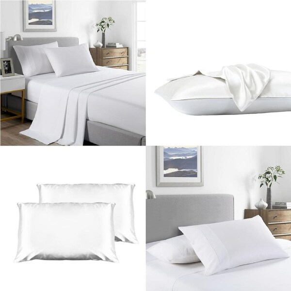 2000 Thread Count 4 Piece Sheet Set And Bonus Twin Pack Satin Pillowcases King