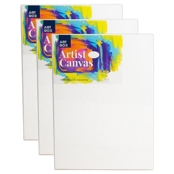 3x Art Boxd 50cm Thick Artist Canvas 280gsm Acrylic & Oil Painting Art/Craft WHT