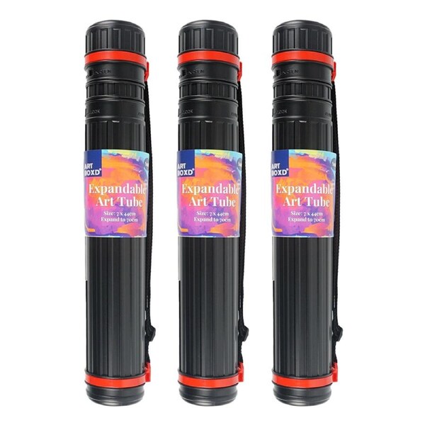 3x Art Boxd 44.5cm Expandable Poster/Art Storage Tube Painting Paper Holder BLK