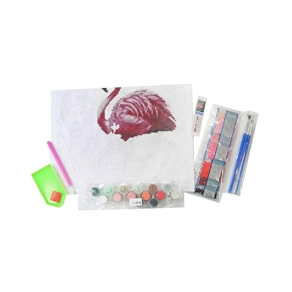 Art Boxd 2-in-1 Canvas Colour By Number & Diamond Art Kids Fun Painting Flamingo