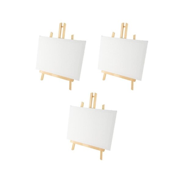 3x Art Boxd 30.5cm Large Stretched Canvas 280gsm Craft Painting w/ Wooden Easel