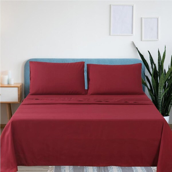LINENOVA 2000TC Ultra Soft Bedding Sheet Sets Burgundy(All Size) King