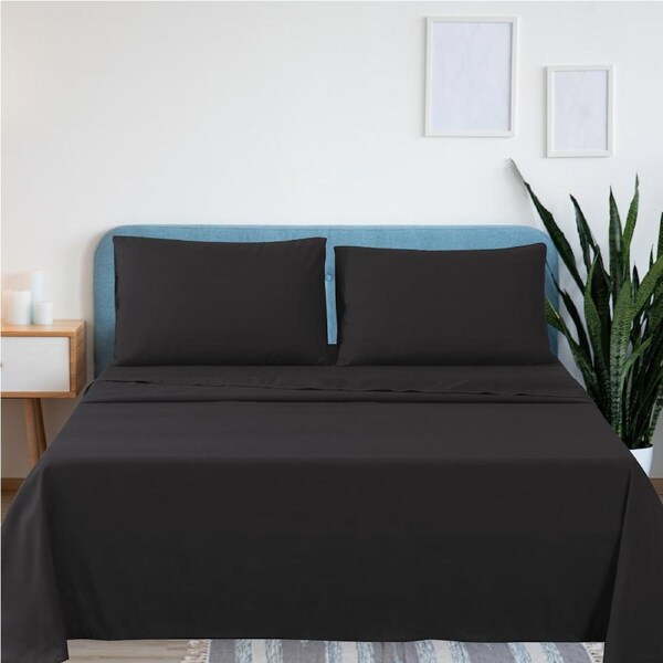 LINENOVA 2000TC Ultra Soft Bedding Sheet Sets 4 Pieces Black (All Size) King Single