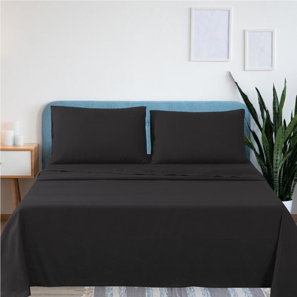 LINENOVA 2000TC Ultra Soft Bedding Sheet Sets 4 Pieces Black (All Size) King