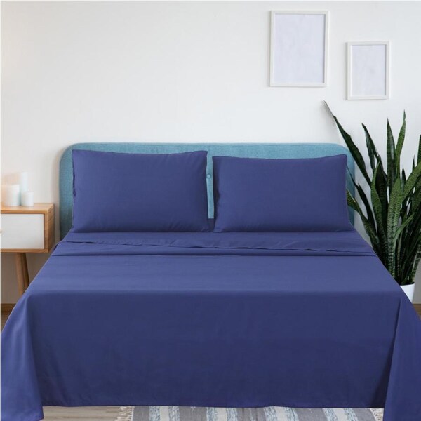 LINENOVA Ultra Soft 4 Pieces Bedding Sheet Sets 2000TC Navy(All Size) King