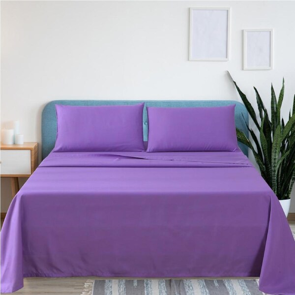 LINENOVA 2000TC Comfort Soft 4 Pieces Bedding Sheet Sets Purple(All Size) Single
