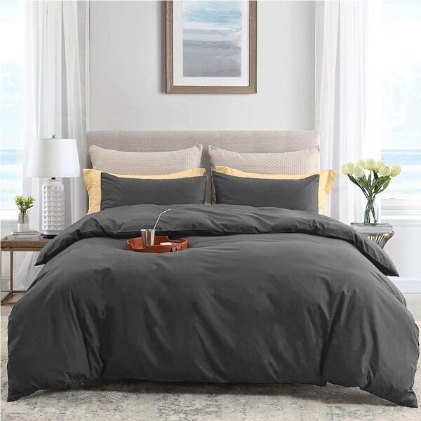 LINENOVA 3 Pieces Fully Reversible Soft Bedding Quilt Cover Set (Single/Double/Queen/King/Super King) Super King