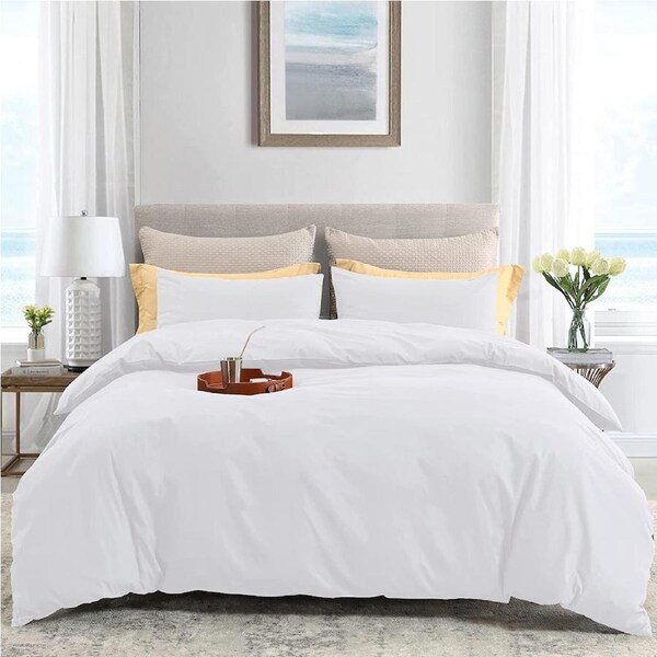 LINENOVA Hotel Style Ultra Soft Microfiber Quilt Cover Set 5 Sizes for Choice in White Single
