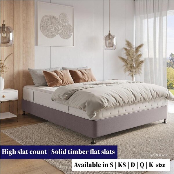 Zzz Atelier Ensemble Bed Base Solid Timber Flat Slat Frame Support All Sizes - King Single / Charcoal