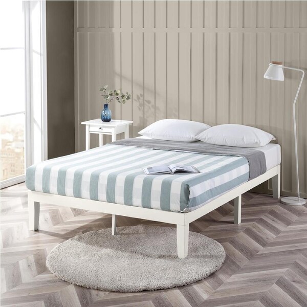 Zinus Queen Double King Single Size White Timber Wood Bed Frame King Single