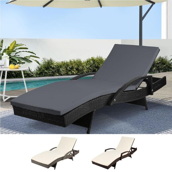 Gardeon Outdoor Furniture Sun Lounge Wicker Lounger Sofa Patio Rattan Day Bed Black X2