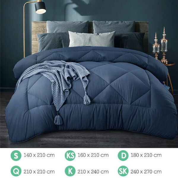 Premium 400GSM Bamboo Blend Comforter Quilt Doona Duvet Blue Queen
