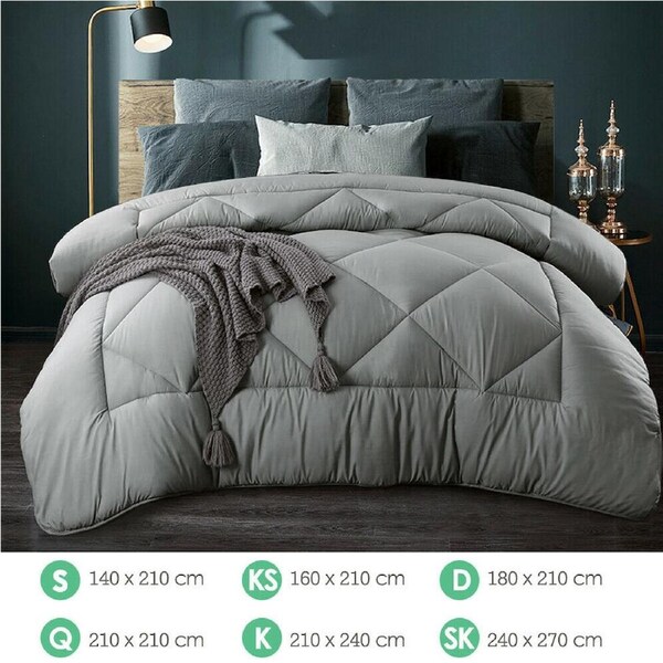 Premium 400GSM Bamboo Blend Comforter Quilt Doona Duvet Grey King Single