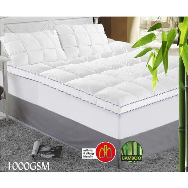 Luxury Comfort Fully Fitted 1000GSM Bamboo Mattress Topper Machine Washable Single