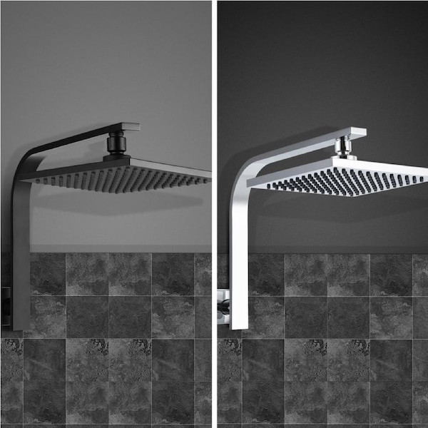 Cefito WELS Square Shower Head 8" Rain Shower Head Black High Pressure Black