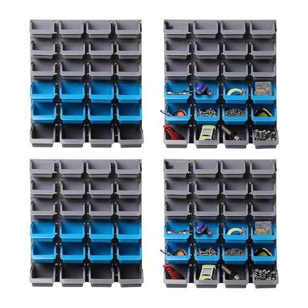 Giantz Storage Bin Rack Wall Mounted Tools Shelving Workshop Garage Storage Part Model 06: 96 Bins Wall Mount