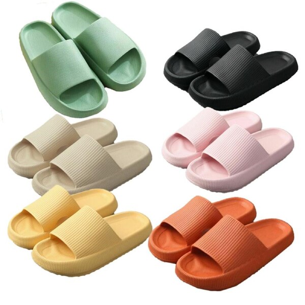 Ozoffer Ultra-Soft Anti-Slip PILLOW SLIDES Sandals Slippers Extra Soft Cloud Shoes 38-39 / Green/ Beige (Random)