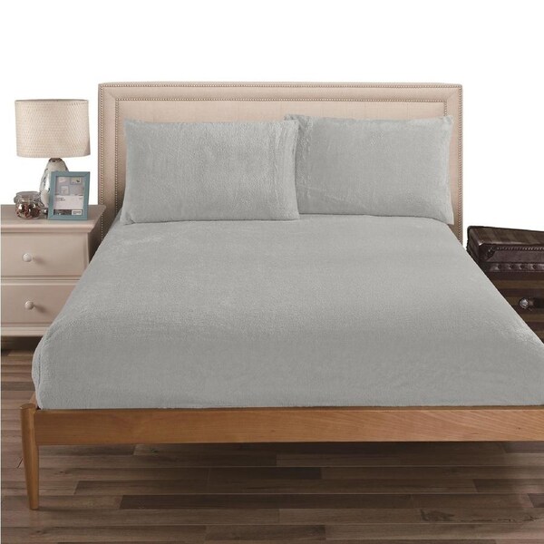 Ramesses Teddy Fleece Fitted Sheet Combo Set King Single / Grey