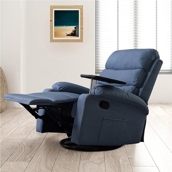 Levede Massage Recliner Chair Table Heated Lounge Sofa Armchair 360° Swivel Blue - Microfiber