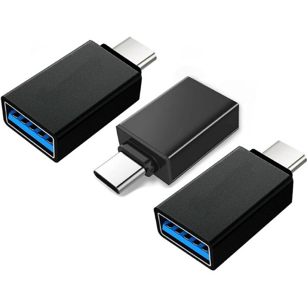 3 Pack USB Type C to OTG Adapter USB 3.1 Male to USB 3.0 A Female Cable Converter Thunderbolt 3/4 Adapter for MacBook Pro, Air, iPad Pro (Black)