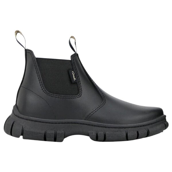 New Grosby Ranch Boots Black Toddler Infant Boys Kids Leather Slip On Shoes Black / 8 UK