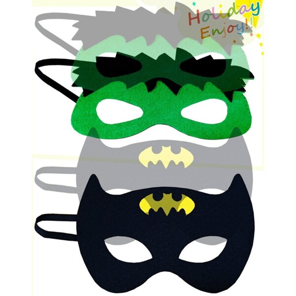 4x Felt Costume Party Cosplay Dress-up Superhero Mask Hulk Batman Halloween Kids Christmas Xmas Masquerade Decorations Toddler Baby Eyemask Boys Girls