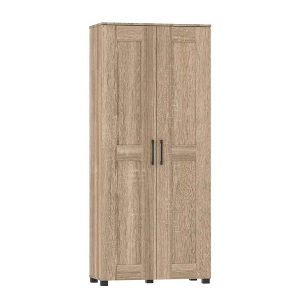 Broom Cupboard 2 Door Cabinet 5 Shelves Storage Organizer Light Sonoma Oak