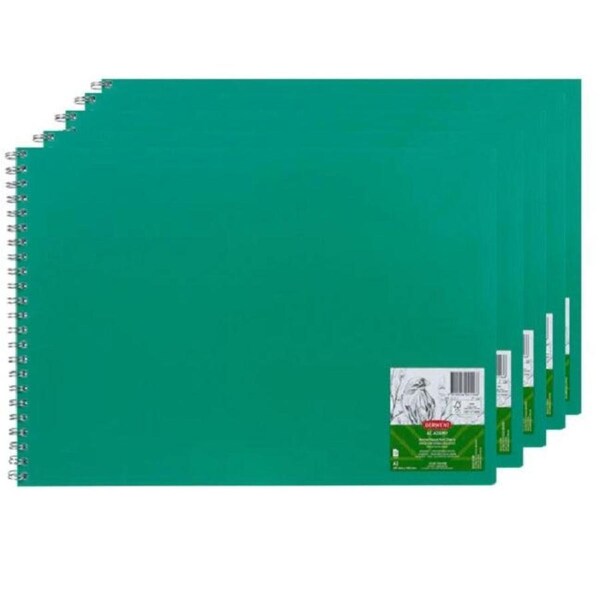 Derwent Academy Visual Art Diary Book A3 Landscape 120 Pages Green Cover 5 Pack