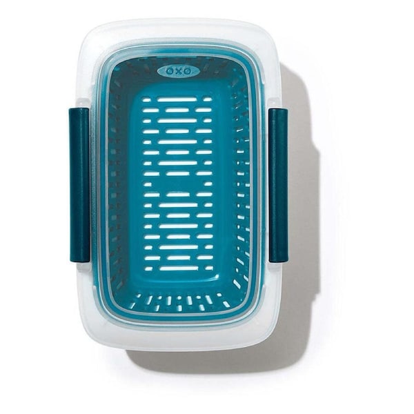 Oxo Prep & Go Plastic Container w/ Colander/Strainer Food Storage Rectangle