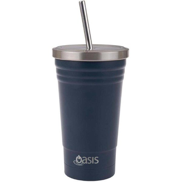 Oasis Double Wall 520ml Stainless Steel Insulated Tumbler Cup w/ Straw Navy