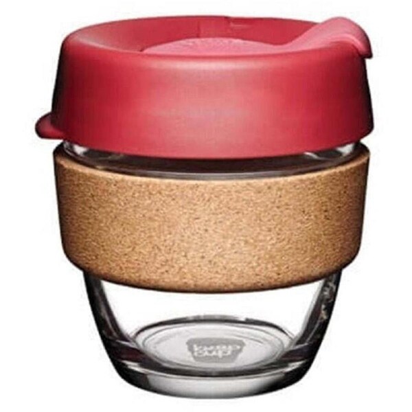 KeepCup Brew Cork Changemakers 227ml Glass Cup Travel Drink Mug Small Flutter