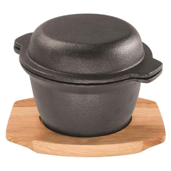 Pyrolux Pyrocast 12cm Garlic Pot w/ Lid & Tray Round Induction/Gas Cookware BLK
