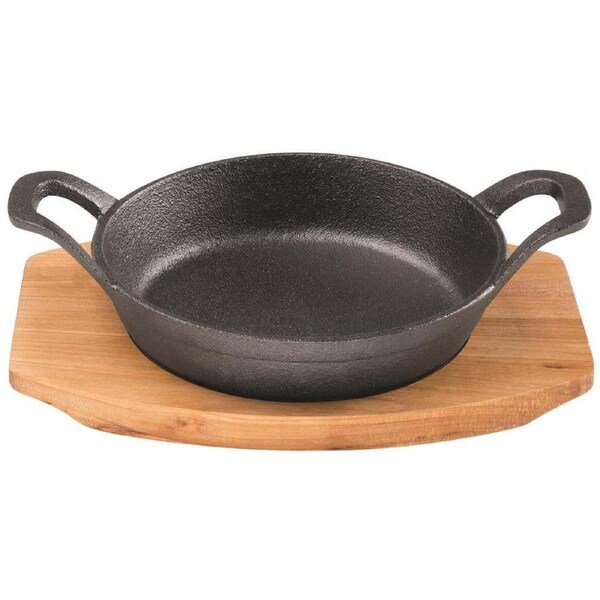 Pyrolux Pyrocast 18cm Cast Iron Round Gratin w/ Tray Pan/Skillet Cookware Black
