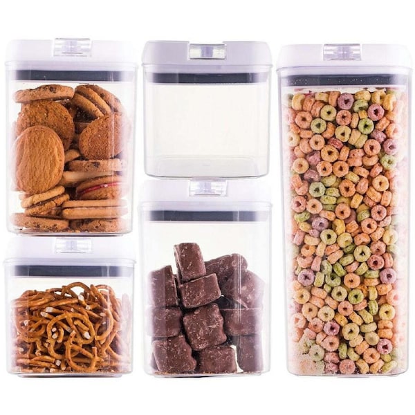 5pc Avanti Flip Top Storage Container Set w/ Lid Stackable Pantry/Kitchen White