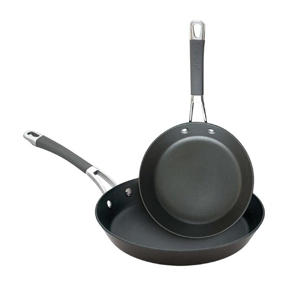 2pc Anolon Endurance+ 20/26cm Open French Skillet Round Pan Cookware Set Black