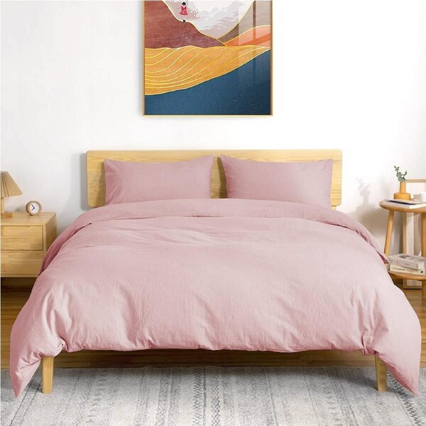 LINENOVA 3 Pieces Doona Duvet/Quilt Cover Set 100% Cotton(Single Double Queen King Super King) Double
